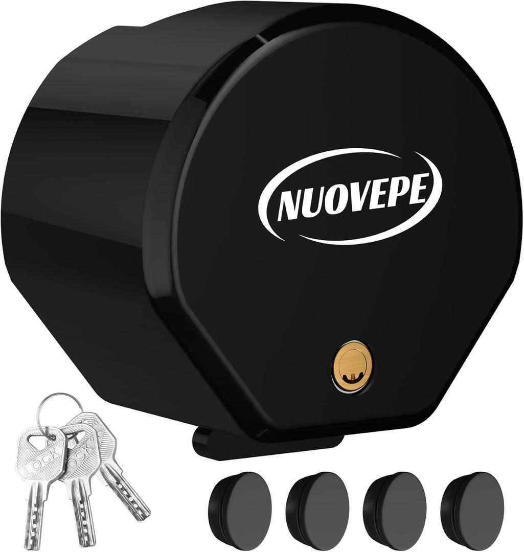 Heavy Duty Anti Theft Trailer Lock, Universal Fit 1-7/8", 2" and 2-5/16" Couplers, Reinforced Solid Steel Tow Lock for Trailer Tongue, Hitch Lock for RV, Cargo, Boat, Camper, Utility (Black)