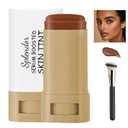 Serum Boosted Skin Tint Balm, Beauty Balm Skin Tint Stick for Black Women, 2-in-1 Foundation Stick with Brush, Portabl Moisturizing Essence Solid Tinted Moisturizing Serum Even Skin Tone (#2-1pcs)