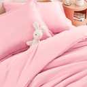 SLEEP ZONE Kids Duvet Cover Set Twin Size 2 Pieces - Super Soft & Cute Comforter Cover with 1 Pillow Sham, Easy Care Zipper Closure (Ballet Pink, Twin)