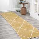 JONATHAN Y Cole Diamond Trellis Gold/White Runner Rug 2x8, Modern,Contemporary,Geometric,Casual, Easy-Cleaning for Living Room,Bedroom,Kitchen,Pet Friendly,Non-Shedding (SEU102E-28)