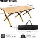 rollingsurfer Folding Camping Table, Lightweight Roll-Up Table Aluminum Low Portable Picnic Table with Carrying Bag for Outdoor, Beach, Picnic, Backyards, BBQ and Party, 45.2''D x 23.6''W x 17.3''H