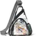 Clear bags Stadium Approved Crossbody Sling Bag Fanny Pack Backpack Purses for Women Men Handbag for Stadium Events Black