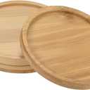 PATIKIL Plant Pot Saucer, 3 Pack 4 Inch OD Bamboo Round Flower Drip Tray for Indoors (10cm)