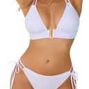 Blooming Jelly Womens Halter Triangle Bikini Sets Two Piece Cheeky Swimsuit String Sexy Bathing Suit Swim Suits 2025 (White)