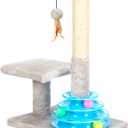 PEEKAB Cat Scratching Post Kitten Sisal Scratcher Tree with Tracks Toy Balls for Indoor Cats and Kittens 25 inches (Gray)