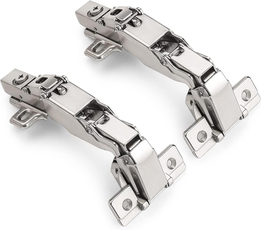 knobelite 2 Pair (4 Pcs) European Style Hidden Concealed 165 Degree Corner Kitchen Cabinet Door Hinges Full Overlay Soft Closing