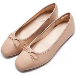 AFEETSING Women's Round Toe Ballet Flats Comfortable Bow Dressy Flats Shoes for Women (A-Nude, Numeric_8)