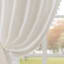 F-CHU Boho White Curtains 84 Inches Long Bohemia Linen Curtains for Bedroom Living Room, Super Soft Light Filtering Country Rustic Semi Sheer Farmhouse Curtain Rod Pocket 2 Panels Set 52x84