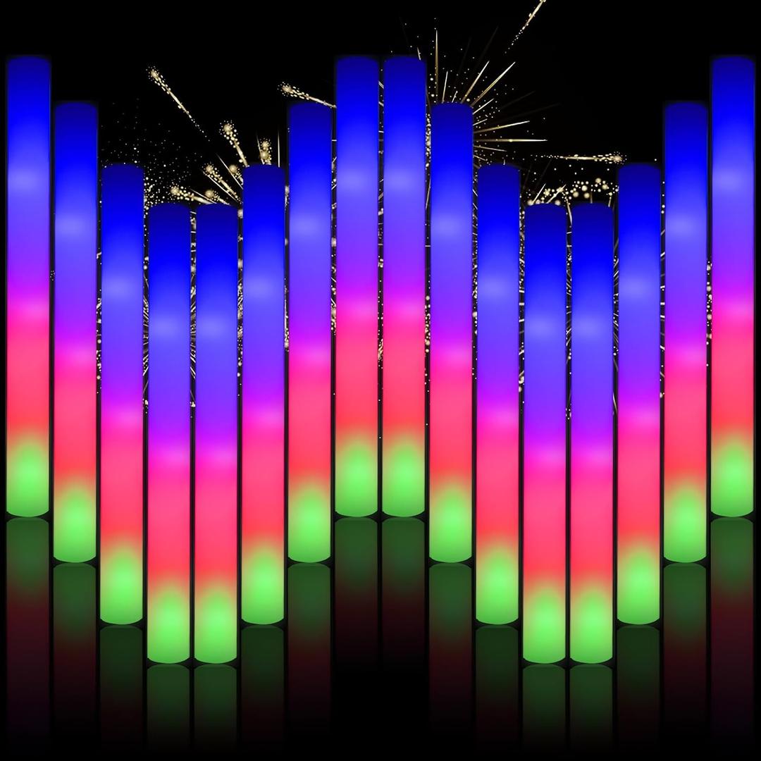70pcs Foam Sticks Bulk, Foam Glow Sticks 3 Flashing Modes for Wedding Glow in The Dark Party Supplies, Light up Wands for Birthday, Outdoor Camping, Raves