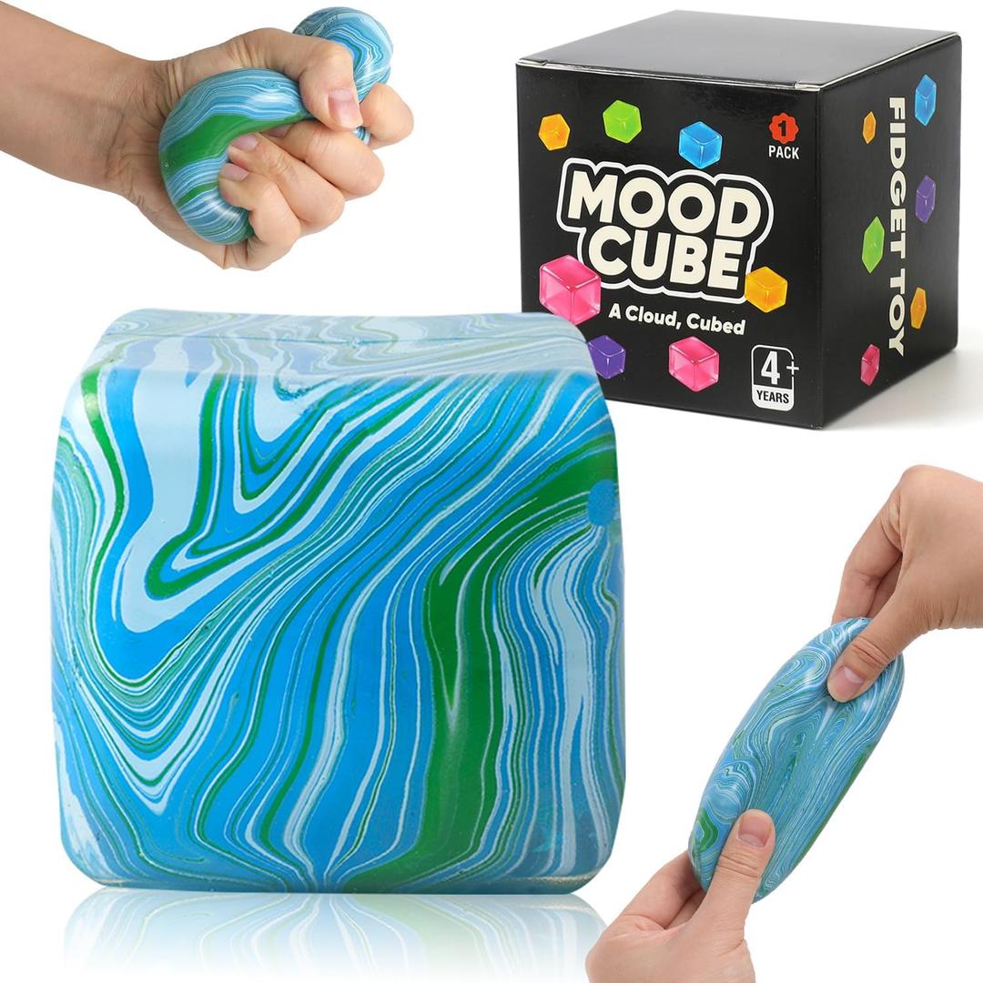 6 Pack Ice Cube Stress Relief Balls Soft Squeeze Fidget,4 Color | Sensory Fidget Toys for Anxiety Relief, Maltose Flow Gummy Texture Pattern, Party Favors Prizes Bulk Supplies for Adults