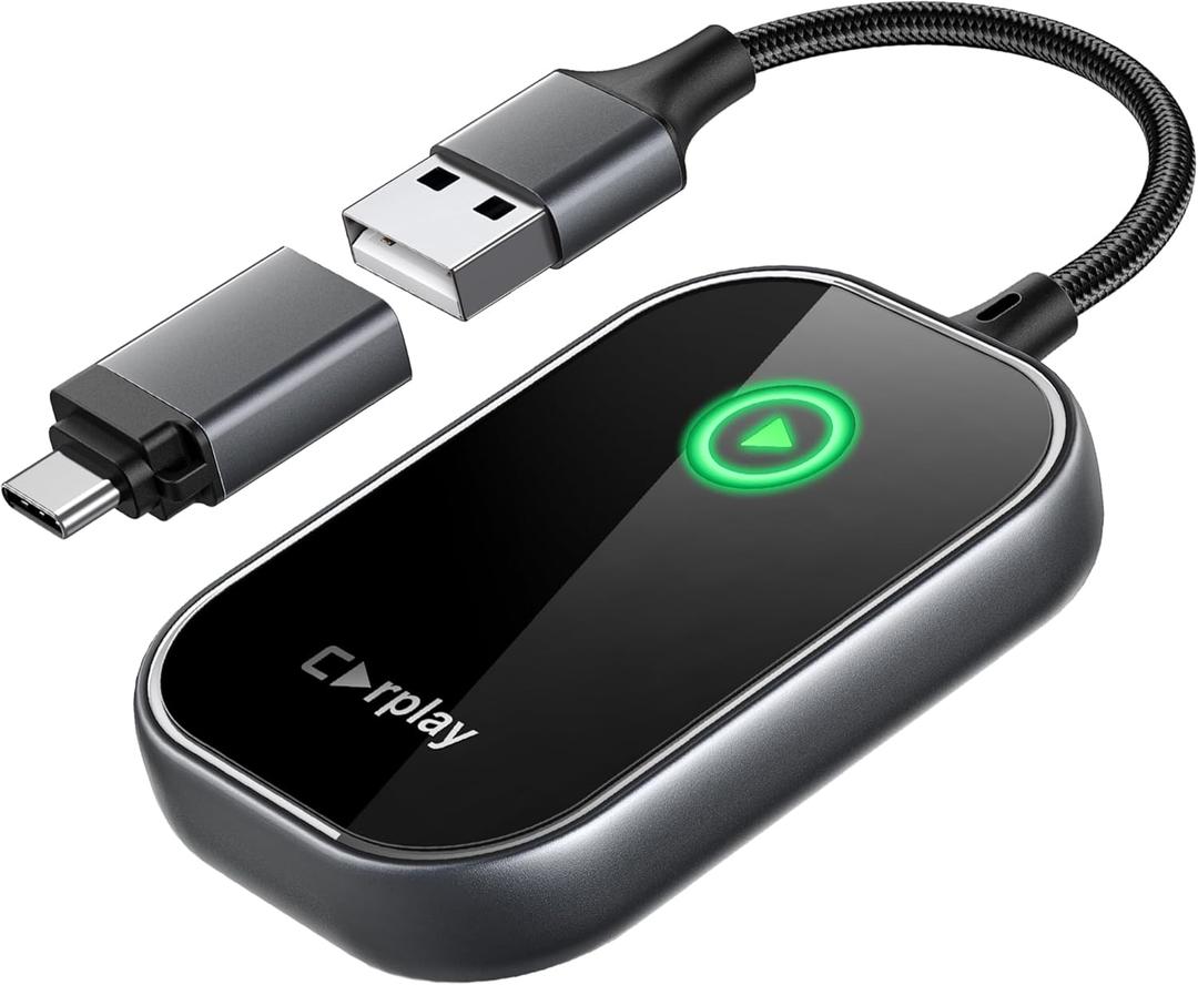 Wireless CarPlay Adapter, Converts Wired to Wireless CarPlay Dongle for Apple iPhone, Plug & Play Auto Connect Zero Latency fits for Cars from 2015 & iOS 10+ Dark Black