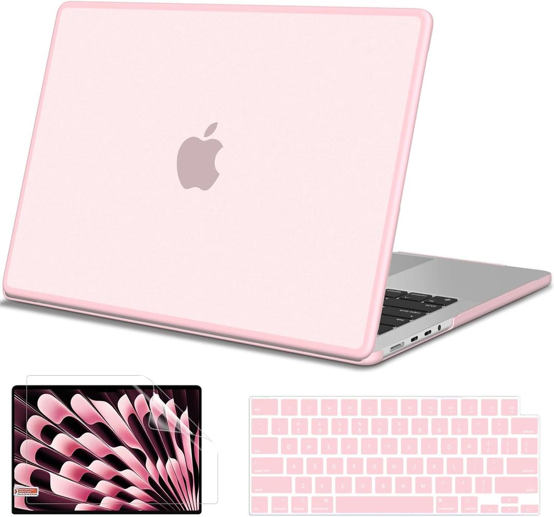 G JGOO Compatible with MacBook Pro 14 inch Case 2026-2021 M5 Pro/Max M4 M3 M2 M1 A3427 A3426 A3434 A3112 A3185 A3401 A2918 A2992 A2779 A2442, Anti-Crack TPU Bumper Hard Shell Case, Frosted Baby Pink