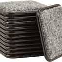 SoftTouch 2 1/2" Square Reusable Carpet Bottom Furniture Caster Cups to Protect Hardwood, Tile or Laminate Floors, Brown/Gray (12 Pack)