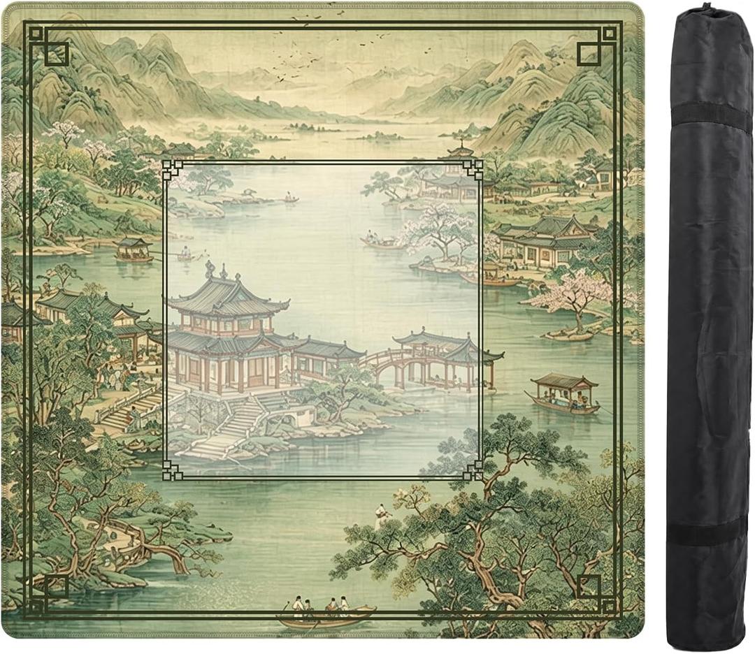 Ancient Chinese Town Landscape Mahjong Mat for Table 31.5in
