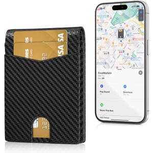 Auskang Smart Wallet For Men with Tracker, Best Gift for Men Wallet, Works with Apple Find My, RFID Blocking, Credit Card Holder, Not For Android, Black (Grid Pattern)