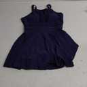 SHEKINI Womens Elegant One Piece Swimdress High Neck Swim Dress Ruched Swim Skirt (Large, Deep Blue)