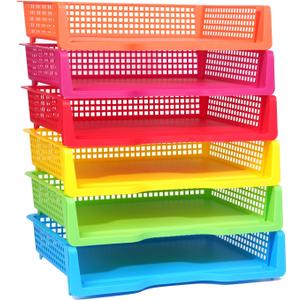 ZZYFGH 6 Pack in Trays for Teachers, Plastic Classroom Paper Organizers, Colorful Storage Baskets for Office, Stackable Office Desktop Document Paper Storage(13.4 * 9.5 * 2.7in) ZZYFGH 6 Pack in Trays for Teachers, Plastic Classroom Paper Organizers, Colorful Storage Baskets for Office, Stackable Office Desktop Document Paper Storage(13.4 * 9.5 * 2.7in)