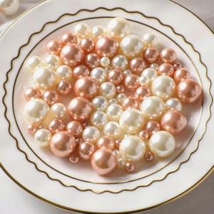 150 Pcs Vase Filler Pearls White and Rosegold Pearl Beads for Vase No Hole Pearls for Centerpieces Vases Home Table Party Decor Wedding DIY 8/14/20mm
