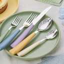 ANNOVA Silverware Set Stainless Steel Colorful Handle Tableware Kitchen Flatware Set Utensils, Includes Dinner Knives, Forks, Spoons, Salad Forks & Dessert Spoons (Morandi Mix, 20 Pieces)