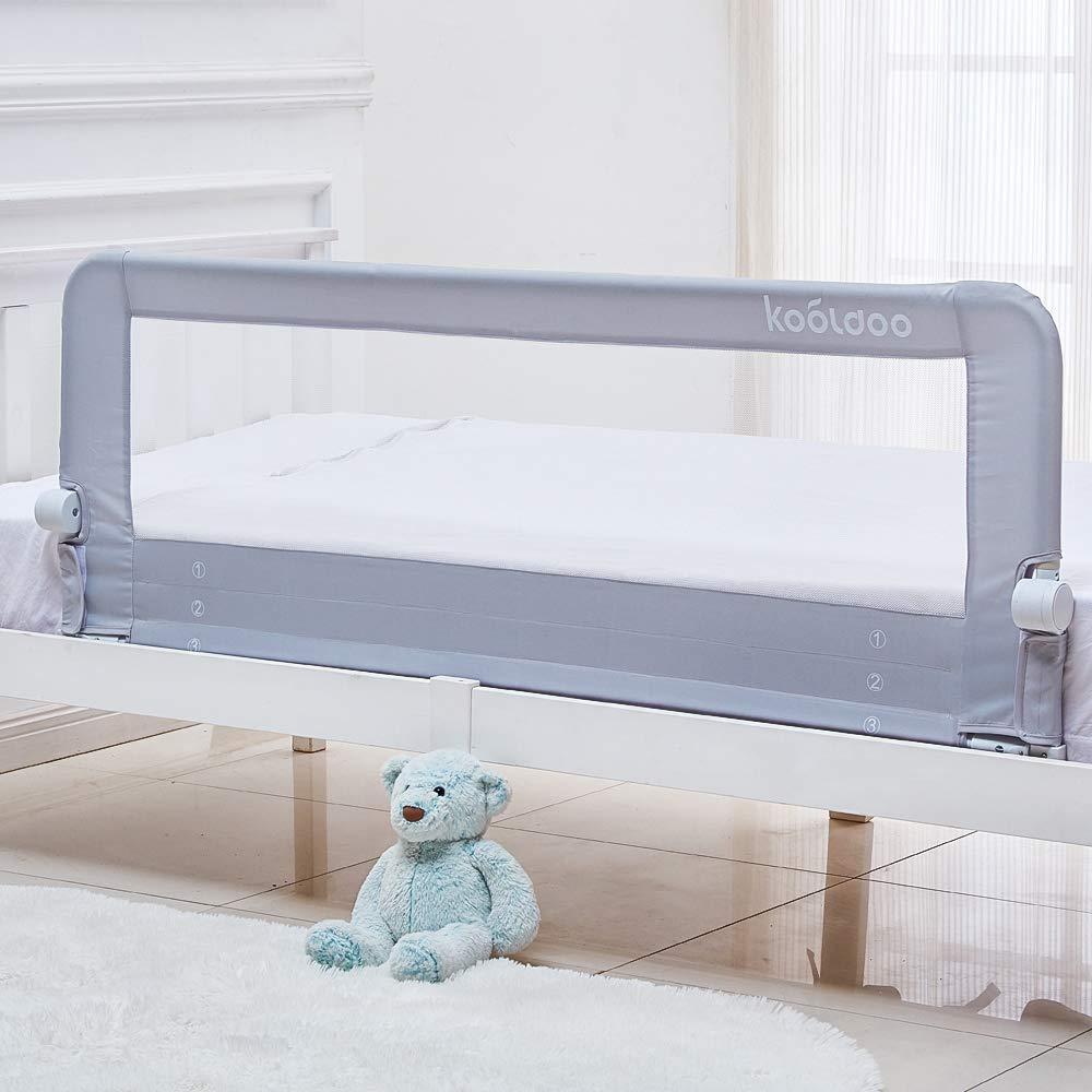 Toddler Bed Rails 59 inch, Baby Guardrail Extra Long, Foldable Tall Bedrail with Reinforced Anchor Safety System, for Twin, Full, Queen King Size Bed, Box and Platform Bed(59"L*22.8"H, Gray)