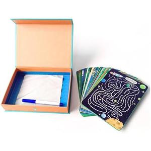 2B Toys Maze Cards for Kids Ages 3-8 - 32 Story-Themed Mazes, Reusable Screen Free Travel Activity with Marker, Educational Puzzle Game for Boys & Girls