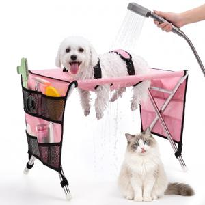 SuplutuX Dog Grooming Bath Hammock with Stand, Foldable for Small Dogs & Cats