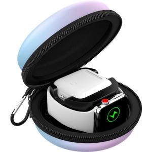 Storage Box Compatible Apple Watch Series 11/10/9/8/7/6/5/4/3/2/1/SE3/SE2/SE,Portable Travel Case fit iWatch 46mm 45mm 44mm 42mm 41mm 40mm 38mm AirPods Pro/3/2/1 Charging Dock,GrditBluePurple