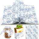 Marspark 100 Sheets Blue Floral Wax Paper for Food Wrapping 11.4 x 11 Inches Spring Floral Food Basket Parchment Paper for Picnic Wedding Candy Cookies Baking Sandwich Burgers Greaseproof Wrapping