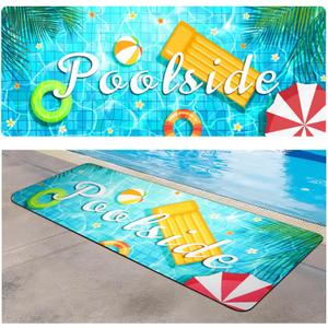 Poolside Rubber Drainage Mat, 17.3" x 47.2" Non-Slip Heat Resistant Outdoormat, Durable Quick Drain Pool Deck Mat for Patio, Bathroom, Garden, Indoor & Outdoor Use