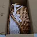 Small Picnic Basket with Removable Liner, Empty Basket for Kid with Lids, Picnic Hamper with Foldable Handles, Natural Color