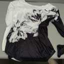 ROSELINLIN Womens Long Sleeve Tunic Tops Floral Fall Blouse Shirts (XX-Large, A BW Lotus)