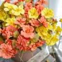 Fall Flowers Fake Flowers Mums for Outdoors Autumn Decoration, 6 Bundles Artificial Flowers Faux Silk Plants Realistic UV Resistant for Outside Planter Patio (Fall Yellow Orange)