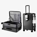 HotWay 20 Inch Expandable Carry On Luggage with Cup Holder, Hardside TSA Approved Luggage with Spinner Wheels, Top Opening Suitcase For Travel, Black