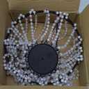 Hanging Solar Chandelier Outdoor, 30 Warm White Lights Acrylic Clear Beaded Chandelier with S Hooks Modern Lantern for Garden Yard Patio Gazebo Decorations, 28H