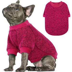 Queenmore Dog Fleece Sweater,Dog Sweaters for Small Dogs,Sweaters for Dogs Girl Boy,Red Sweater,Warm Soft Fleece Lining Crewneck Pet Winter Sweatshirts Pullover for Male Female Cats Puppy,Red, S