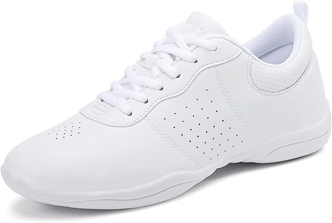 FOFOWHAT Girls White Cheer Shoes Youth Cheerleading Dance Sneaker Training Competition for Women Girls' Cheerleading Shoes (11 Little Kid)