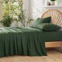 Entisn Pure Cotton Sheets Queen Size Bed Set 4 Pieces, 400 Thread Count Cotton Sheet Set with All Around Elastic for Snug Fit, All Seasons Breathable & Soft Bedding, 16 Inch Deep Pocket, Olive Green