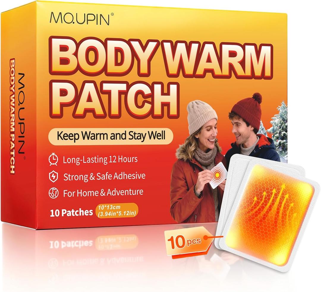 Disposable Hand Warmers & Body Warmers for Cold Weather - MQUPIN 12H Long Lasting Adhesive Heat Patch, Air Activated Portable Heat Pad Sticks to Clothing for Outdoor & Indoor Use (10 Count, 5x4 Inch)