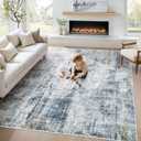 6x9 Area Rug for Living Room: Washable Abstract Soft Rugs Non Slip Modern Stain Resistant Low Pile Carpet for Dining Room Bedroom Nursery Office (Multi Blue, 6'x9')