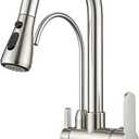 Kitchen Faucet with Water Filter Spout 2-in-1 Brushed Nickel Pull-Down Sink Faucet, NSF-Certified Filtered Water Tap, Single-Handle with Detachable Deck Plate Fits 1 or 3 Hole by OWOFAN