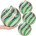 8 inch Extra Large Christmas Ornament Balls, 4 pcs Green and Gold Christmas Ornaments Shatterproof Giant Christmas Balls, Oversized Christmas Tree Baubles for Holiday Party Outdoor Decor