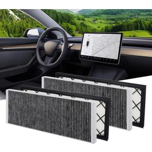 BASENOR 2025 2026 Tesla Model Y Cabin Air Filter HEPA Air Intake Filter Replacement with Activated Carbon for 2020-2026 Model Y Accessories (4 Pack) Fit Model Y 2025 2026 Refresh (Juniper) Launch