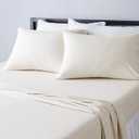 4 Piece Bed Sheets Set, 100% Cotton Jersey, Includes Super Soft, Flat and Fitted Sheets, Pillowcase, King, Oatmeal, Solid