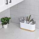 DAILY RITMO White Countertop Silverware Holder