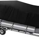 NEVERLAND Trailerable Boat Cover Waterproof Heavy Duty Marine Grade Polyester Canvas Fits Pontoon/Deck Boats (Boat Length 21-24ft, Beam Width up to 104", Black)