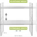 Across-Star Expandable Cabinet Shelf Organizer Rack, Stackable Kitchen Counter Storage Shelves Stand, Adjustable Height Pantry Shelf Spice Rack (White, 2 Pack)