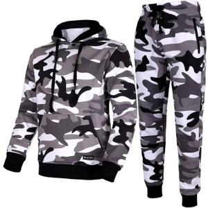 Tracksuit for men 2 pieces,Fleece hooded outfit,fashion warm sweatsuit set (XXXL)