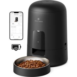PETLIBRO Automatic Cat Feeder, Wi-Fi Rechargeable Cats Food Dispenser Battery-Operated with 30-Day Life, AIR 2.4G Wi-Fi Timed Pet Feeder for Cats & Dogs, 2L Auto Cat Feeder, Black (2L-with WiFi)