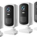 MUBVIEW Security Cameras Wireless Outdoors - 4 Pack Outdoor Camera Wireless 2K Battery Powered Security Camera Outdoor & Indoor, WiFi Home Cameras with Spotlight/Siren/AI Motion Detection/2-Way Talk (White(4 Pcs))