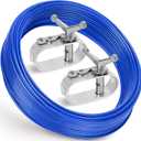 UNIFAMILY 100FT Pool Cover Cable and Winch Kit, Heavy-Duty Pool Cover Wire and 2 Aluminum Ratchet, Blue Plastic-Coated Steel Cable for Pool Covers Securing Swimmingpool Winter Cover (Blue